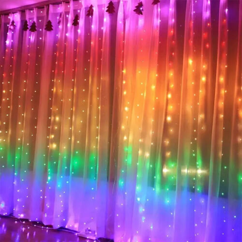 RGB 3x1m Curtain LED Light Christmas Decoration Holiday Home Bedroom Wedding Fai - Picture 1 of 8