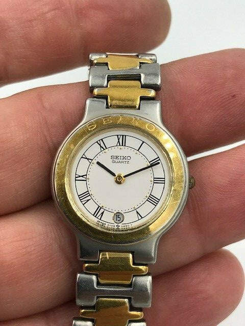 Seiko watch 3Y09-0A49 Model SYJ004 Quartz 2 Tone Day Working
