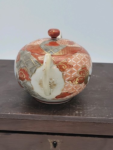Antiguo azucarero japonés de porcelana Satsuma naranja oro pagoda gente ornamentado - Imagen 4 de 12