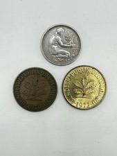 Germany 1949 F 50 Pfennig, 1950 F 10 Pfennig & 1972 G 10 Pfennig 3 Coin Lot.