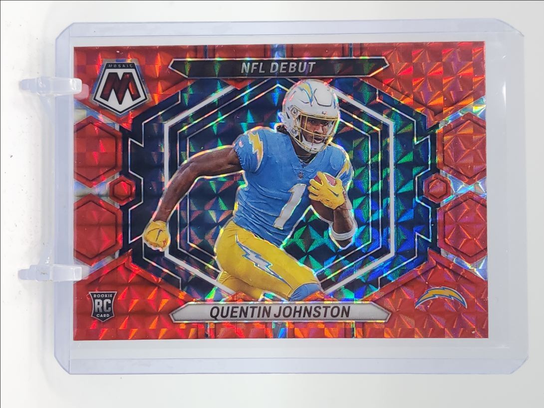 QUENTIN JOHNSTON 2023 MOSAIC NFL DEBUT ROOKIE RED MOSAIC PRIZM RC Q1033