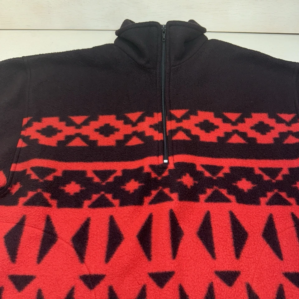 Suéter Vintage Años 90 Trader Bay Diseño Azteca Occidental Rojo/Negro Rancho Med Cremallera 1/3 Foto 3 de 4
