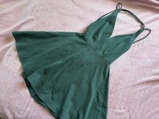 Green Sleeveless V-Neck Mini Dress with Chain Detail
