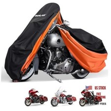 Upgraded Waterproof Motorcycle Cover with Side Box L 107" x 43" x 50" Touring