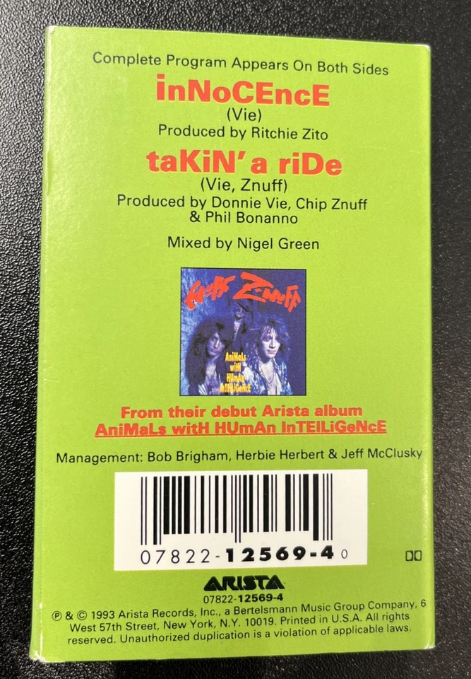Enuff Z Nuff Cassette Single 1993 Arista - Chip Znuff Donnie Vie- Very Rare! - Image 3 of 4