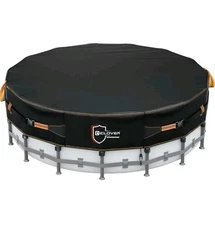 IC ICLOVER 18 Ft Round Pool Covers for Above Ground Pools, 500D Heavy Duty Solar