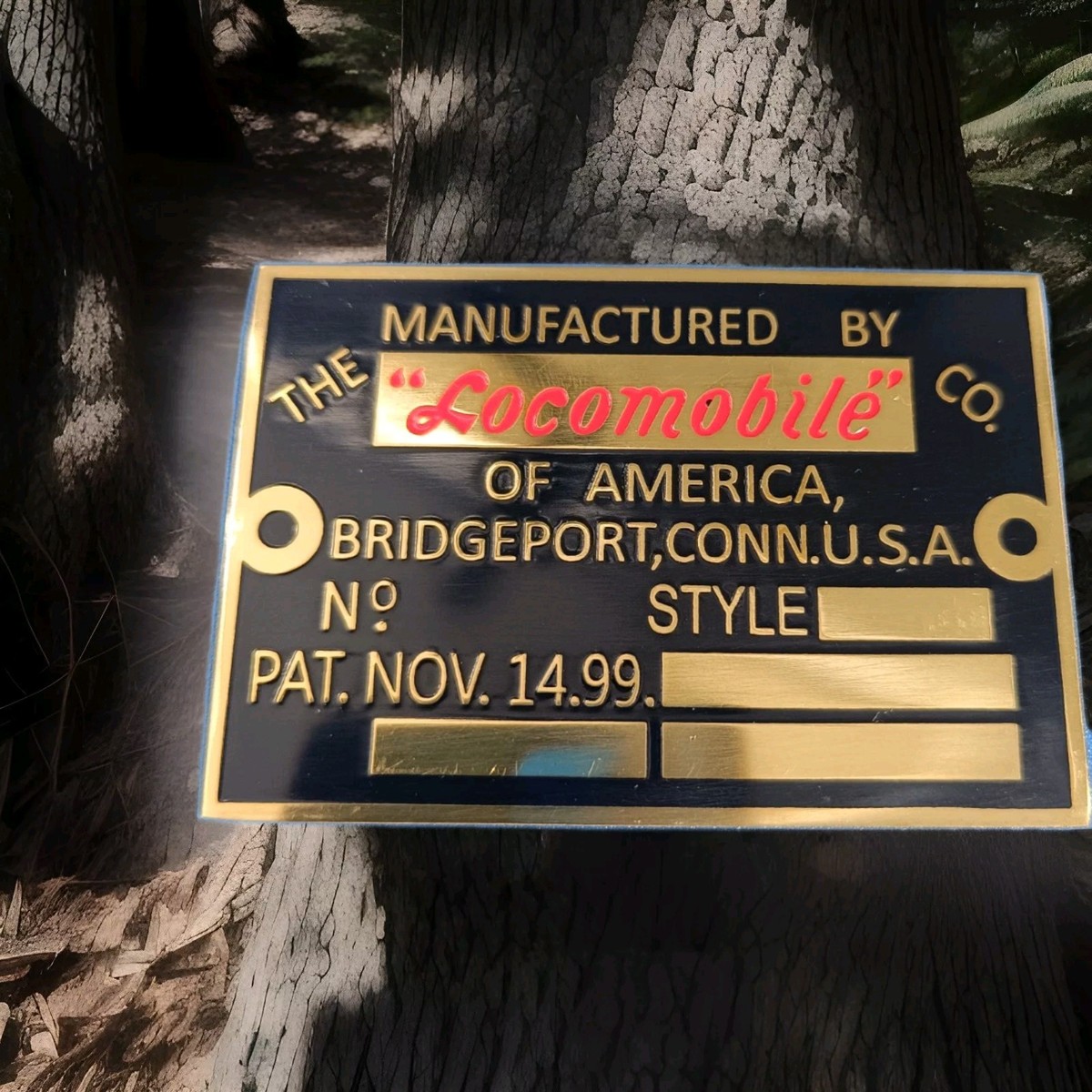 Locomobile data plate Vintage Plate ID plate 1900-1912 Bridgeport