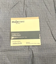 NEW Mainstays Home Vinyl Flannel Back Tablecloth VTC6084OB-Stripe Blue 60" X 84"