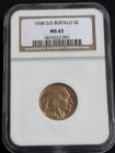 NGC MS-65 1938 D/S BUFFALO NICKEL SLAB 5c