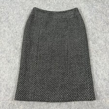 Talbots Vintage Tweed Straight Academia Wool Skirt Women's Size 2 Petites Gray