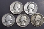Lot of (5) Pre 1964 Washington Quarters  90% Silver 39P - 42S - 43S - 43D -44S