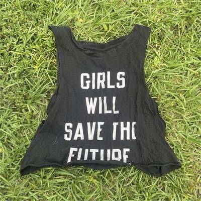 Soft & Sexy  Black Sleeveless Tank Top 'Girls Will Save The Future' M