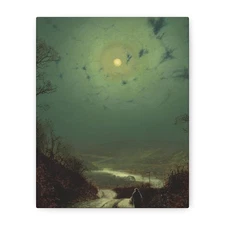 John Atkinson Grimshaw (1836-1893) Moonlight, Wharfedale 1871 - Canvas Wall Art