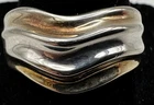 Vintage Milor Italy 925 Sterling Silver Wavy Band Ring - Gold Vermeil Size 8.25