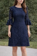 NEW ~Sz 2~ Perfect Little Black Dress LACE 3/4 Ruffled Bell Sleeves Junior Women