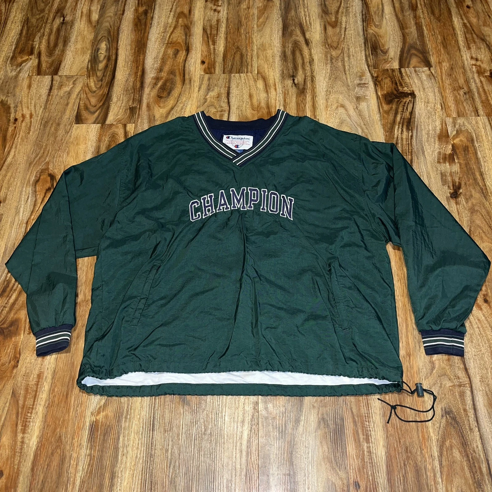 🔥VINTAGE Champion Nylon Windbreaker Mens 2XL Green 🔥