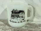 Vintage Glassbake House In The Rock Advertisment Milk Glass Mug