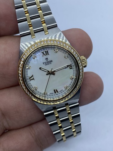 Tudor Royal 28323 Two Tone MOP Diamond Dial 18k/Ss Automatic 28mm Ladies - Picture 23 of 23