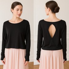 Danskin Now Womens Black Long Sleeve Thumb Hole Top Size L/G