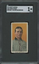 1909 T206 FRANK CHANCE POOR HOF PORTRAIT YELLOW SWEET CAPORAL 350 SGC 1 CUBS