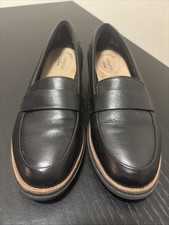 Clarks Collection Ultimate Comfort Womens Black Leather Loafers 8W