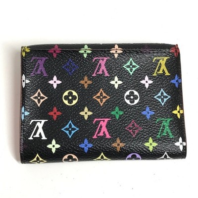 LOUIS VUITTON Card Case Coin Purse Wallet Black Monogram Multicolor M66561 Women