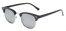 Polarized Sunglasses Classic Black Frame Glare Reducing Silver Mirror Lens