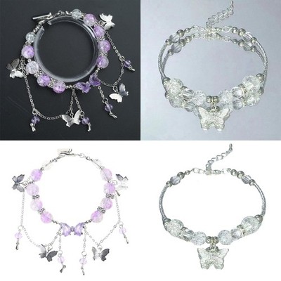 Delicate Beaded Bracelet Highlighting Butterfly Patterns Stylish Wristband Charm