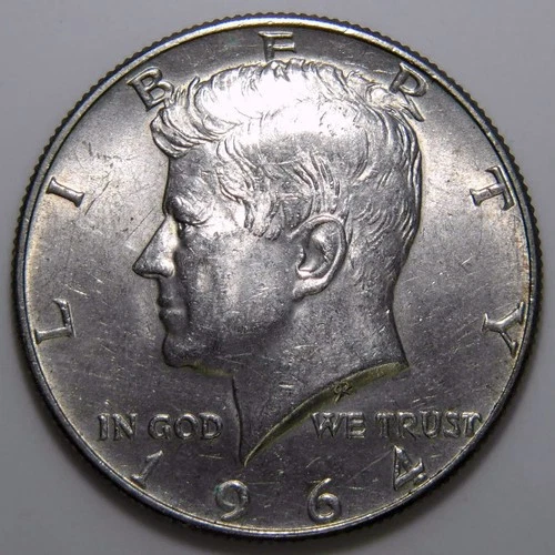 1964-D Kennedy Half Dollar Triple Die Obverse AU k196