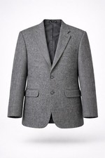 Lands  End Men  s Wool Blend Sport Coat Blazer Gray Tweed 42R 2 Button