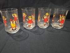 Cabbage Patch Kids 3 5/8" Juice Glasses From 1984 Lot Of 4 Great Set!