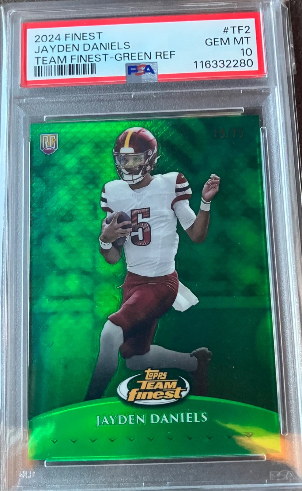 Jayden Daniels Topps Finest Team Finest #TF2 Green Refractor