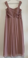 Azazie Mauve Dusty Rose A-Line Ruched Chiffon Sleeveless Maxi Dress Size 14