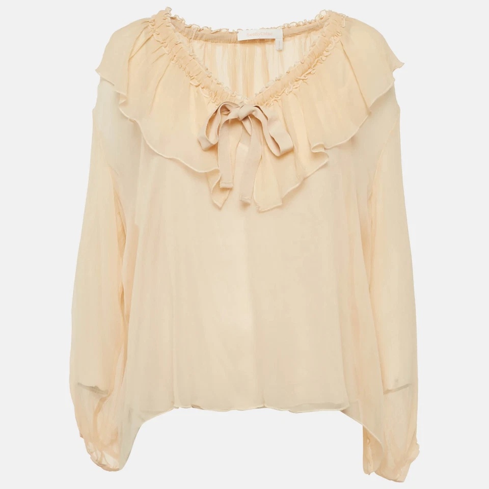 Blusa See by Chloe Naranja Claro/Melocotón Gasa Volantes M