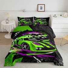 Race Car Bedding Set Queen Size,Racing Car Comforter Set for Boys,Extreme Spo...