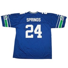 Puma Seattle Seahawks Shawn Springs 24 Blue Football Jersey Mens 2XL Vtg Rare