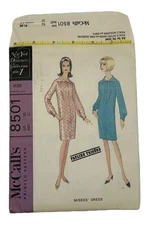 1966 McCall’s 8501 Sewing Pattern Pauline Trigere NY Designer Dress Sz 10 Uncut