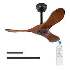 36 Inch Solid Wood Ceiling Fans without Lights, 6 Speeds,Reversible DC Motor,...