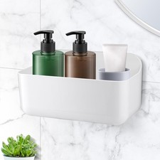 Plastic Wall Mount Organizer, Adhesive Shower Storage Organizer No Drilling H...