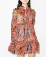 Zimmermann Tropicana Tent Ruffle 100% Silk Floral Dress Size 0