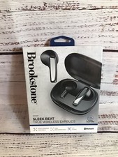 Brookstone Sleek Beat True Wireless Earbuds Black Touch Sensor USB Bluetooth