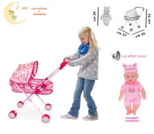 Carrozzina Giocattolo con Bambola Effetti Sonori Omaggio per Bambole Bambolotti 
