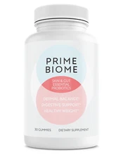 Prime Biome Skin Gut Essential Probiotics 30 Gummies Dietary Supplement Gut