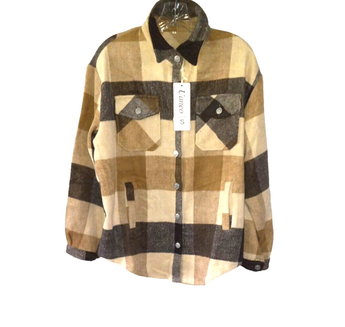 Women's NEW Flannel Shirt/Jacket Size Small Button Down Plaid brown Fall/Winter