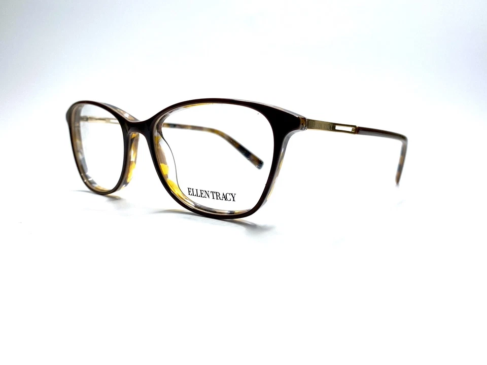 Nuevo Ellen Tracy Marrón Tortuga Dorado Ojo de Gato Gafas Sicilia 50 16 135 Foto 2 de 4