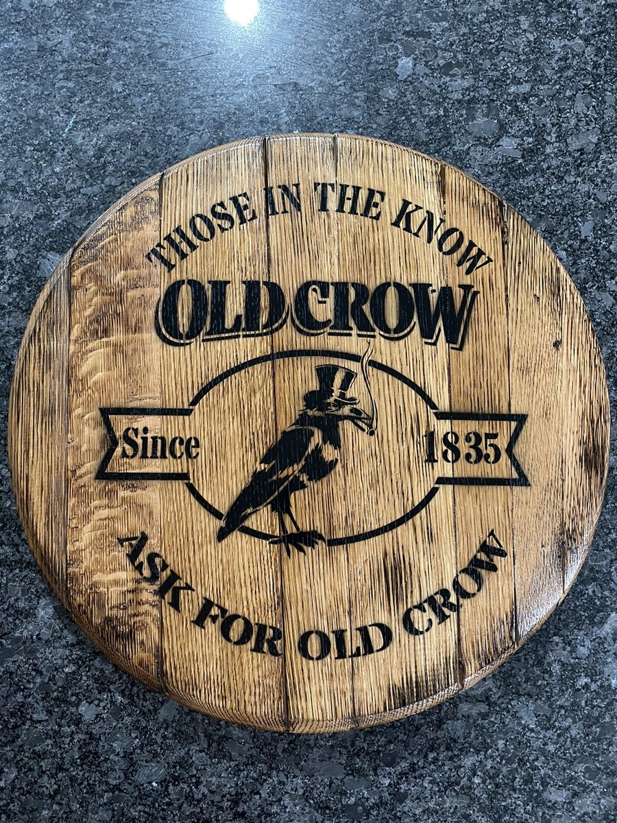 Old Fitzgerald Authentic Kentucky Bourbon Whiskey Barrel Lid – Rustic Wood Bar Decor