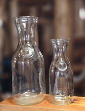 Vintage Paul Mason Caraf "Since 1852" Clear Bottles Set of 1L and .5 L