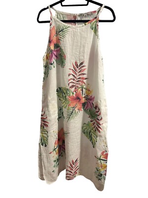 Lungo L'arno Floral Palm Linen Dress Womens Size Small. | eBay