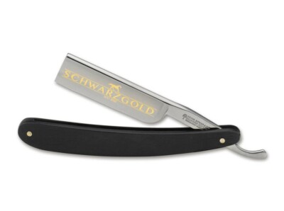 Boker Solingen Straight Razor Black Gold 24 Karat Gold 6/8'' Bog Oak Wood