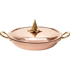 RUFFONI 10.2 IN Braiser with Christmas Tree Lid, Tin Lined Copper